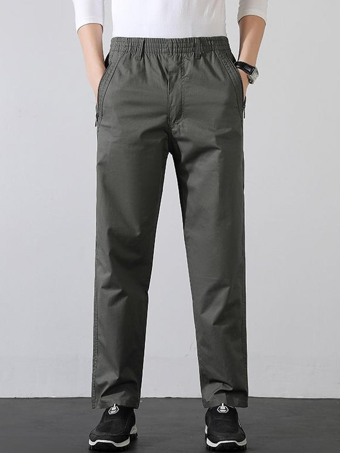 StyleCast x Revolte Men Straight Fit Mid-Rise Flat-Front Cotton Regular Trousers