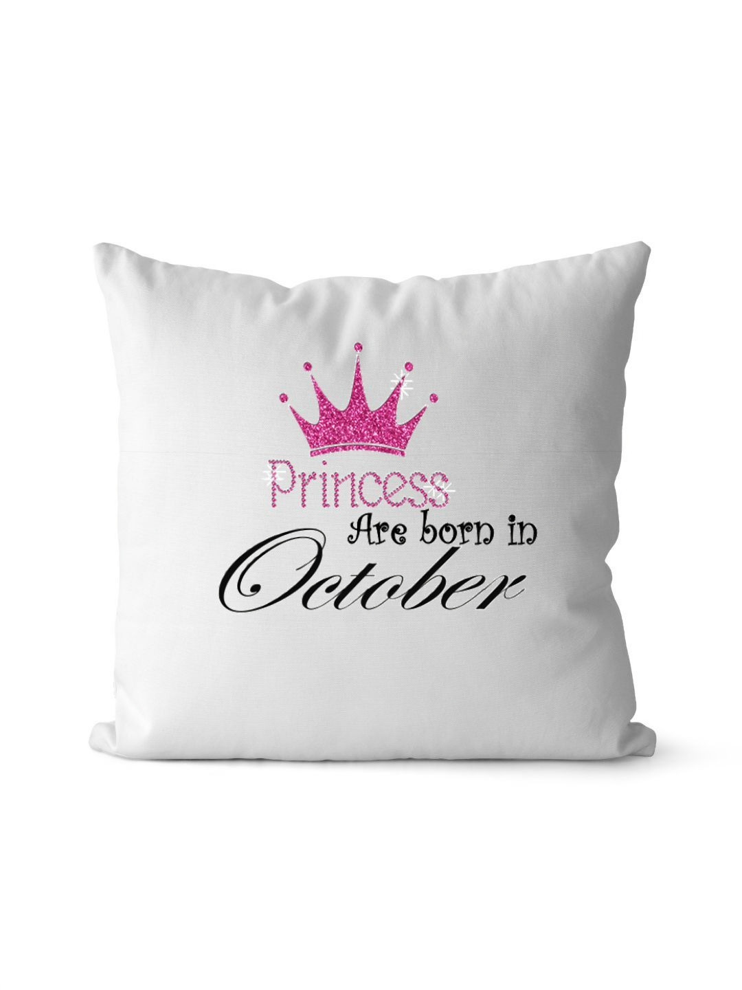 Loops n knots White & Black Princess Are Born In October Printed Pre-Filled Cushion