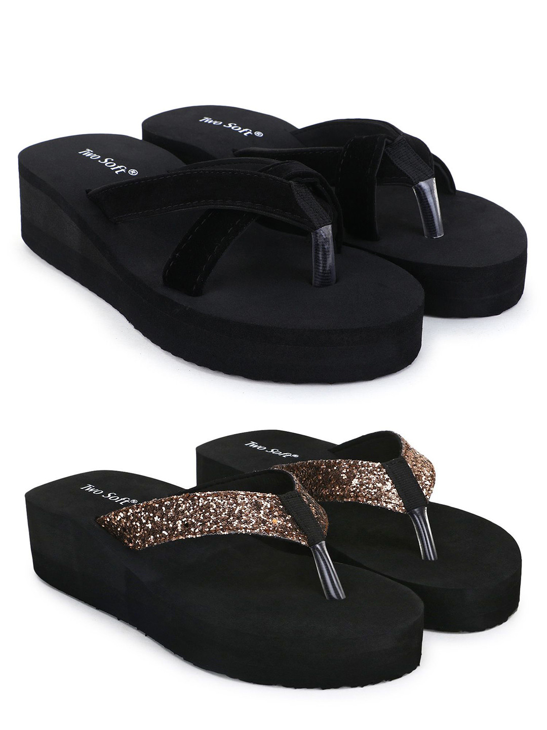 TWO SOFT Women Set of 2 Comfortable Lightweight Slip-On