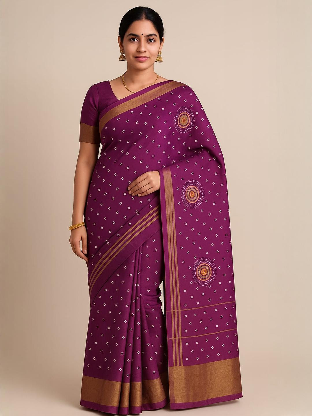 Silakaari Purple  Bandhani Sarees