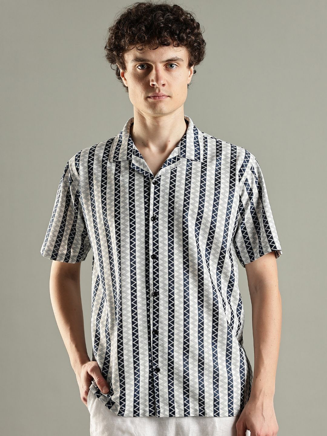 Urban Buccachi Premium Club Collar Self-Design Opaque Shirt
