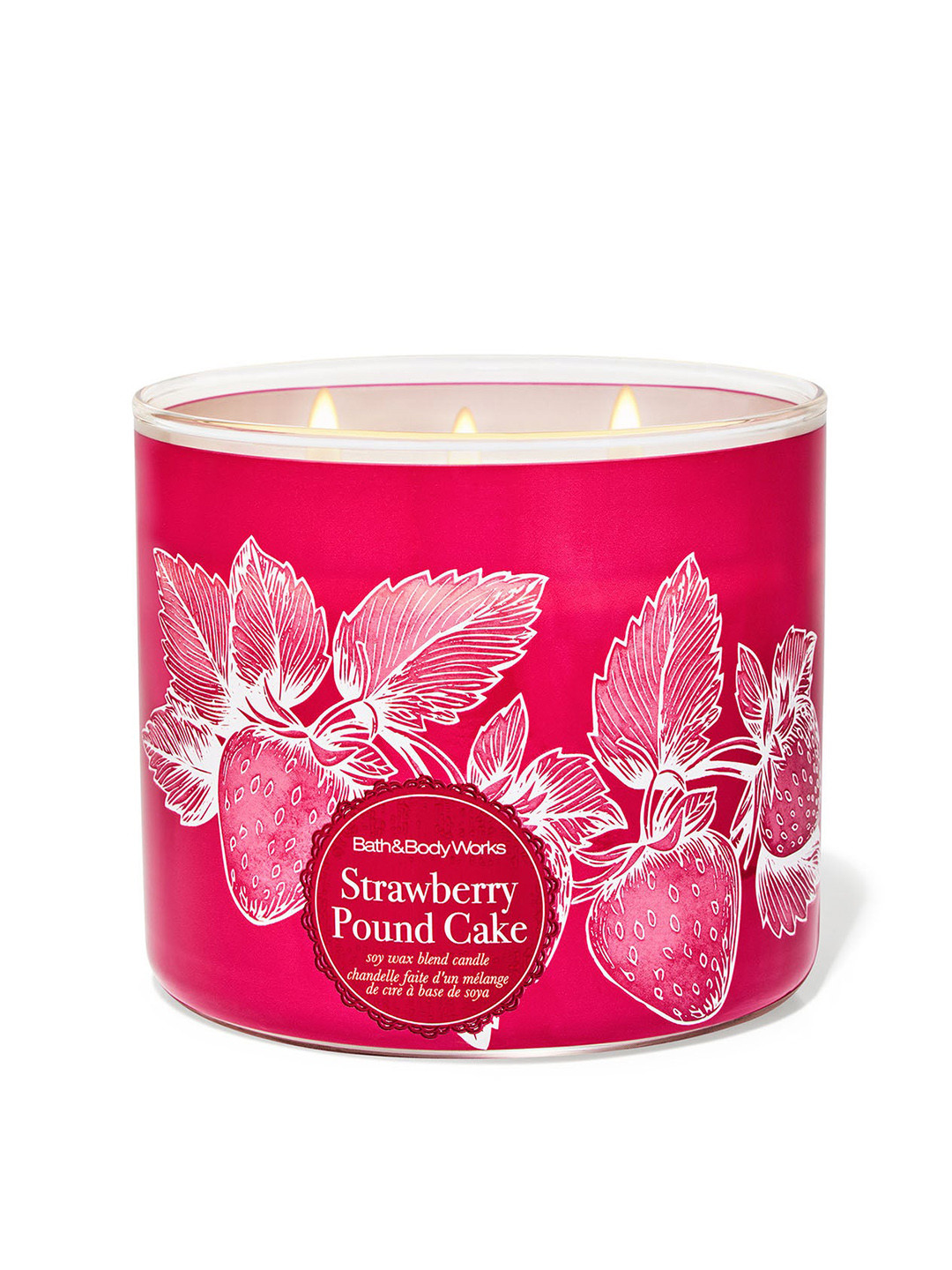 Bath & Body Works Strawberry Pound Cake Soy Wax Blend 3-Wick Candle - 411 g