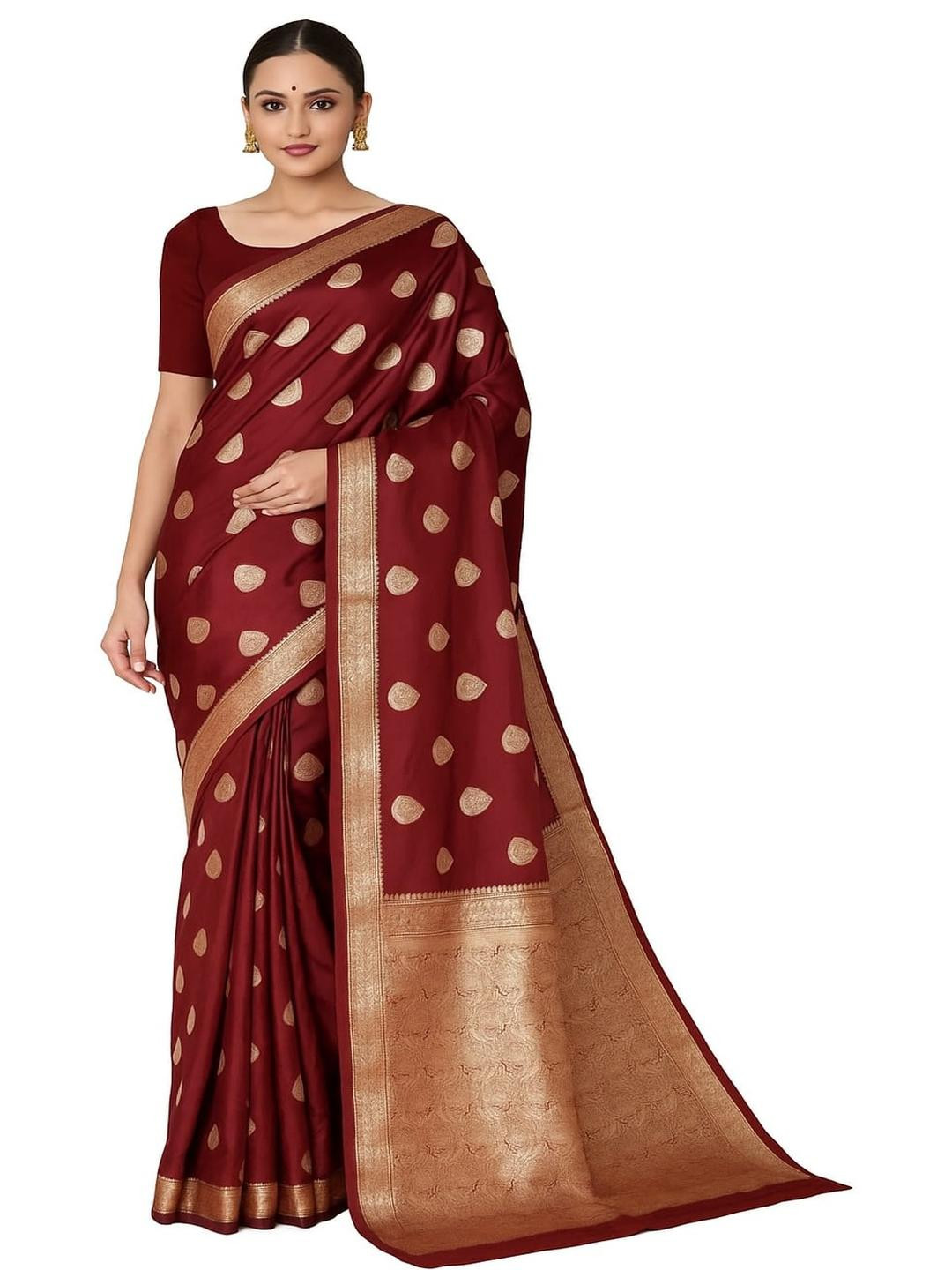 Silakaari Maroon  Banarasi Sarees