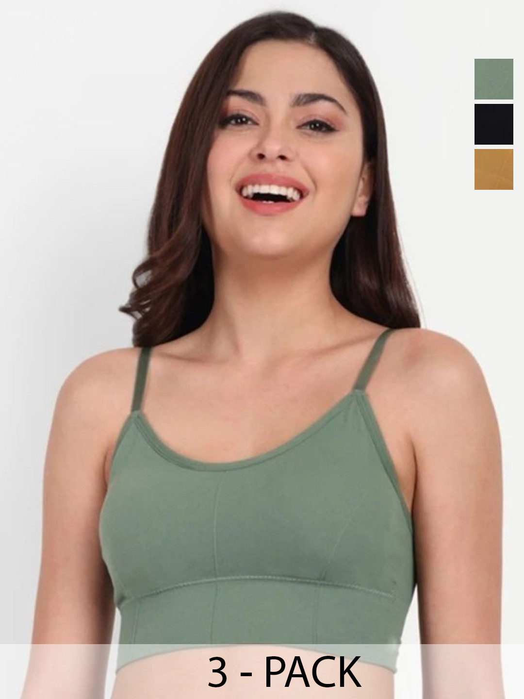 KAMINI Pack of 3 Full Coverage Non-Wired & Removable Padding Sports Bra