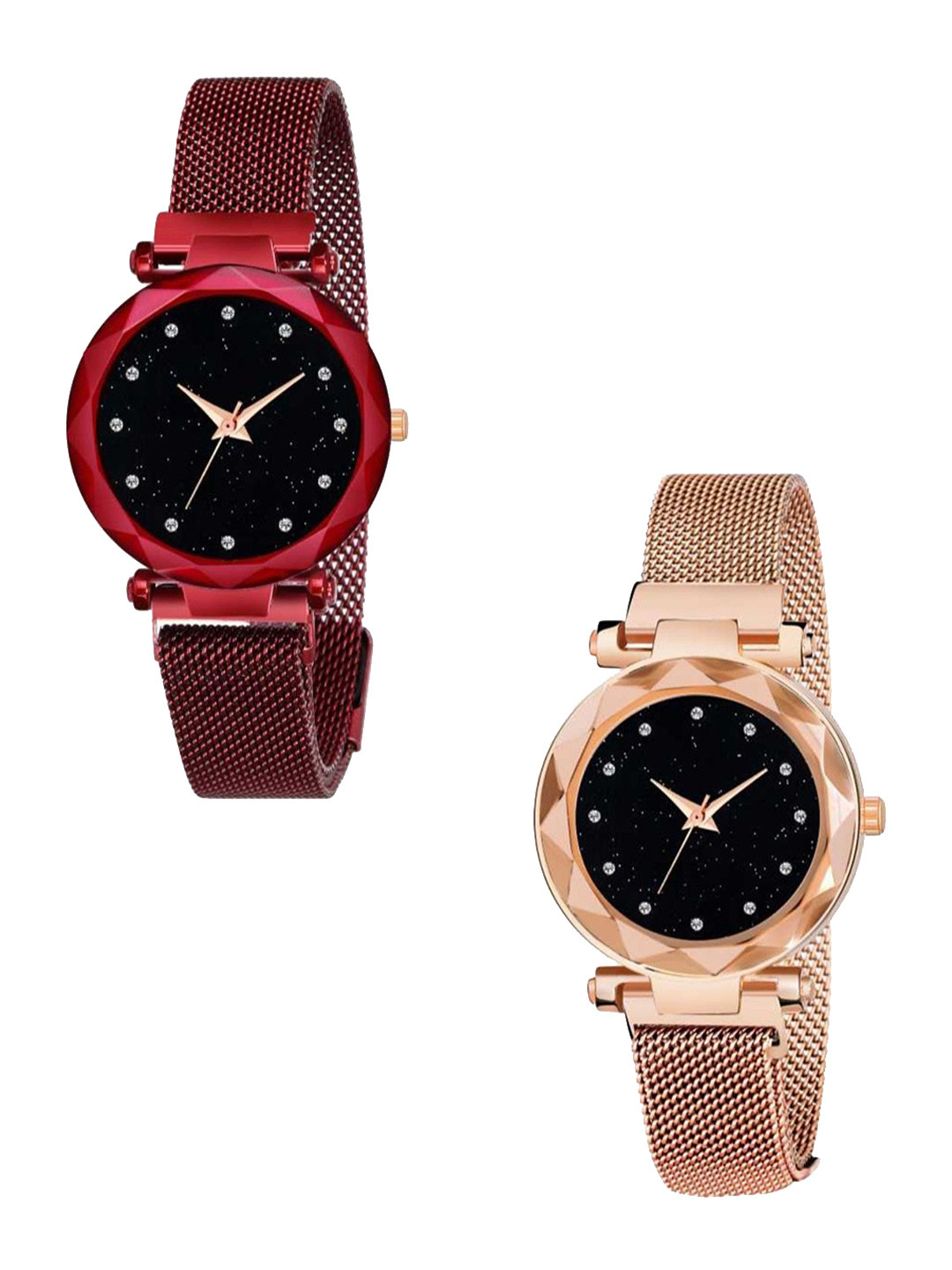 Miss Perfect Unisex Pack Of 2 Dial & Bracelet Style Straps Analogue Watches PayM277