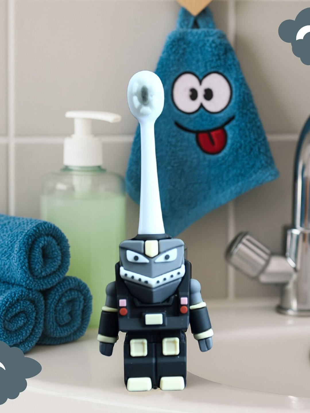 The Little Lookers Kids Black Robot Shape Soft BristlesToothbrush