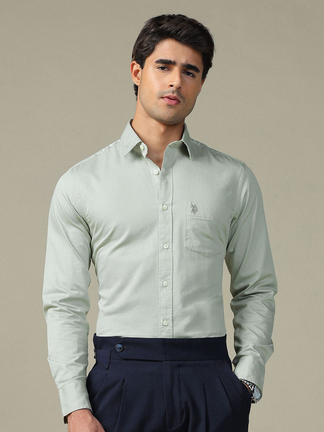 U.S. Polo Assn. Spread Collar Pure Cotton Tailored Fit Shirt