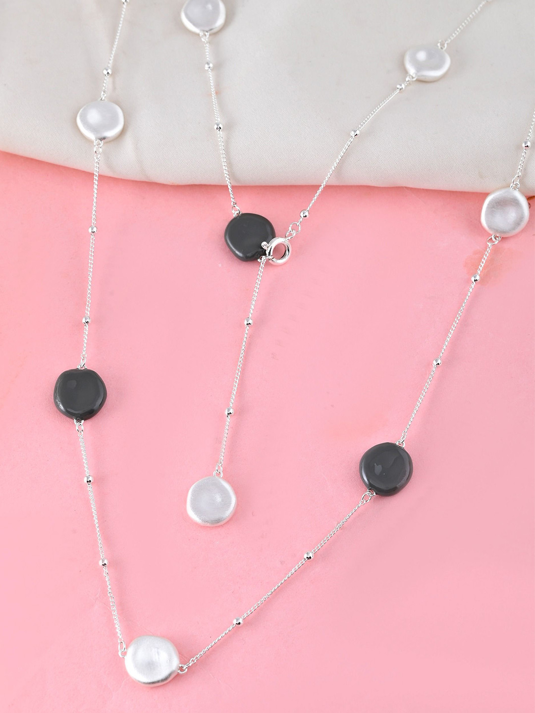 Richlook Silver Plated Coin Bead Minimal Necklace