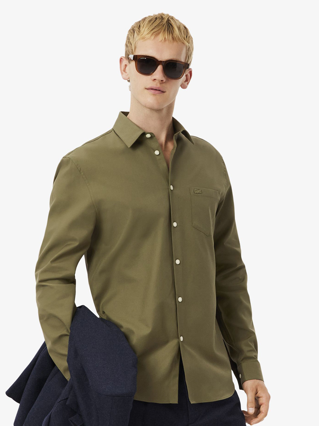 Lacoste Spread Collar Long Sleeves Pure Cotton Shirt