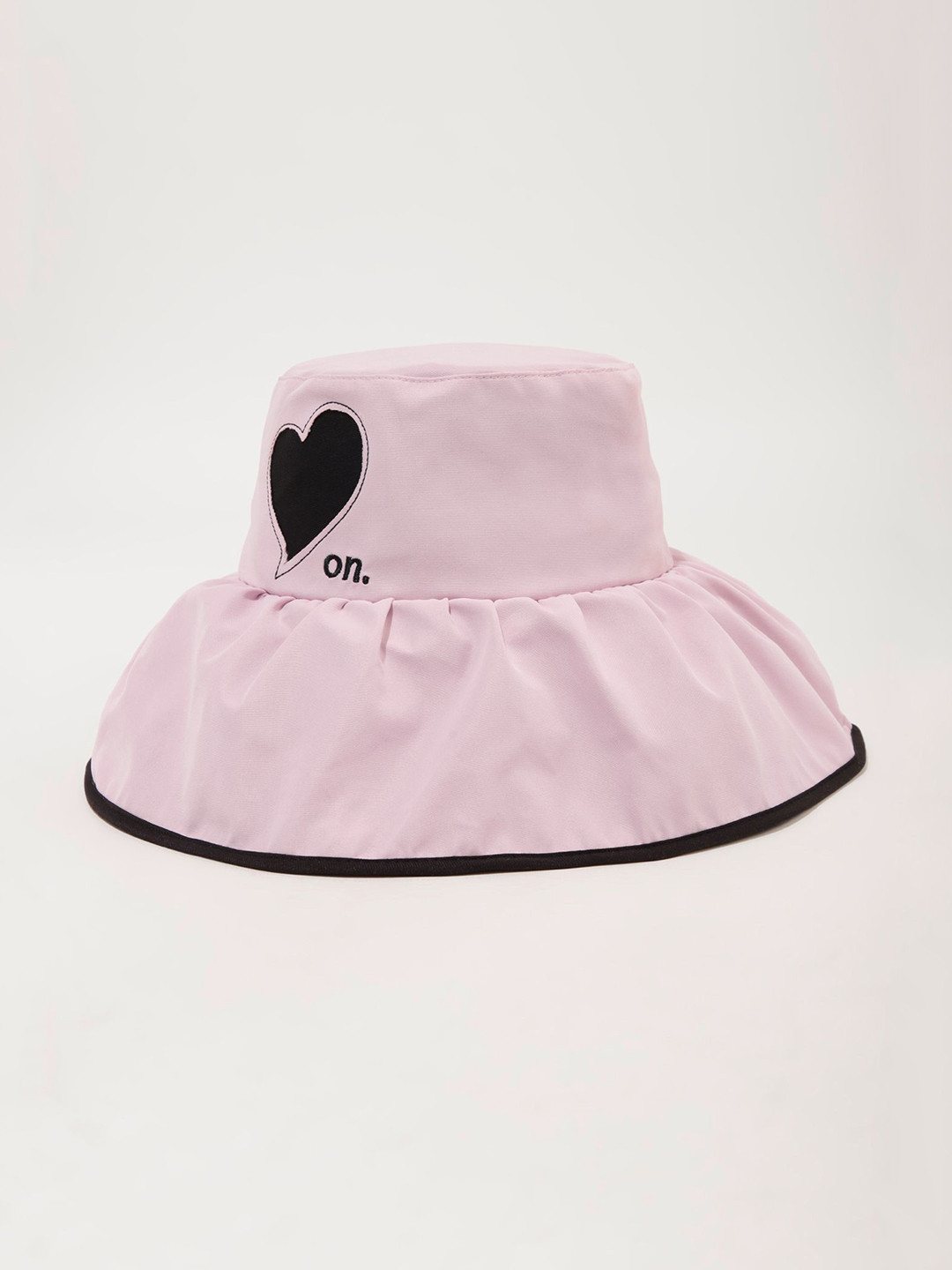LULU & SKY Women Pink Heart Embroidered Bucket Hat