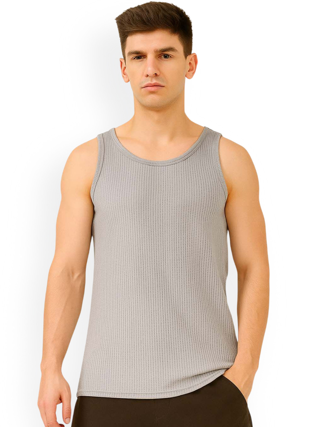 Organic Chics Waffle Textured Scoop Neck Cotton Tank Innerwear Vests