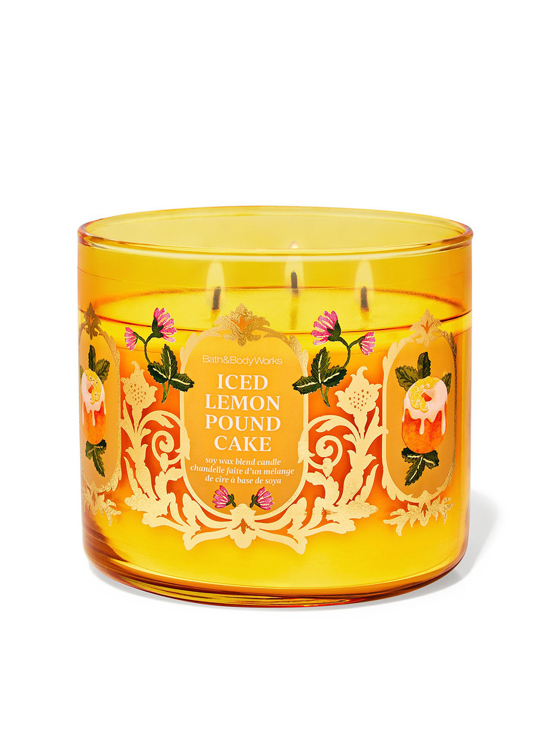 Bath & Body Works Iced Lemon Pound Cake Soy Wax Blend 3-Wick Candle - 411 g