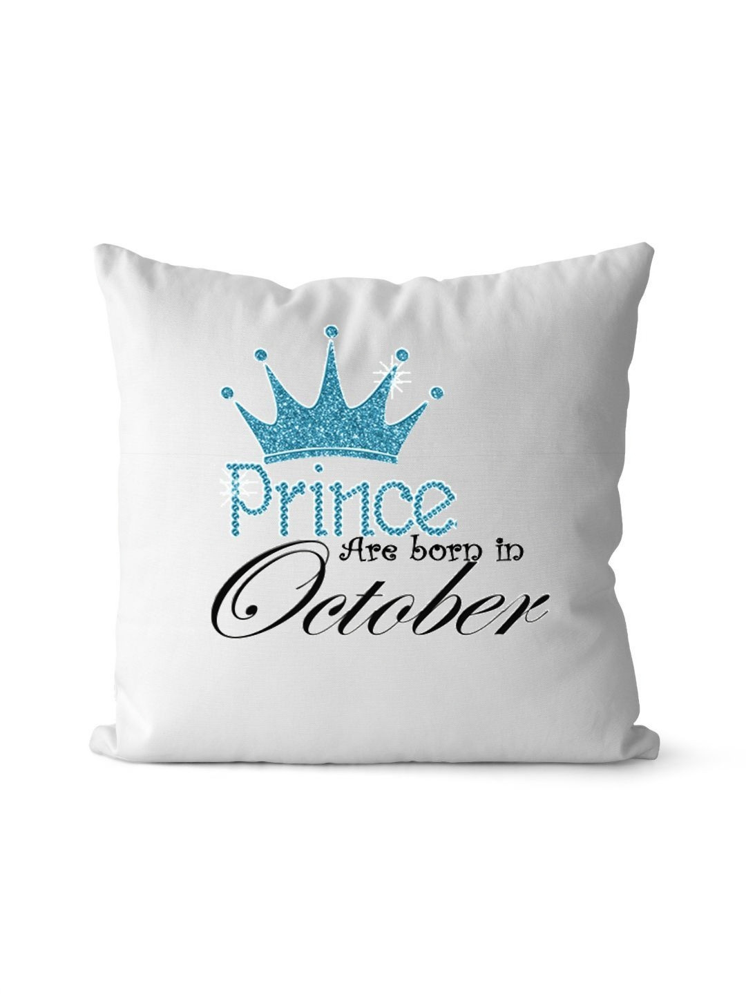 Loops n knots White & Black Prince Crown Printed Square Shaped Cushion With Filler