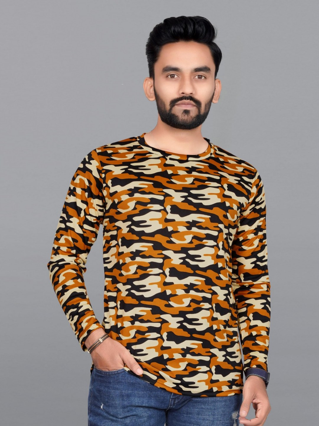 ROAD RIDER Men Abstract Printed Round Neck T-shirt