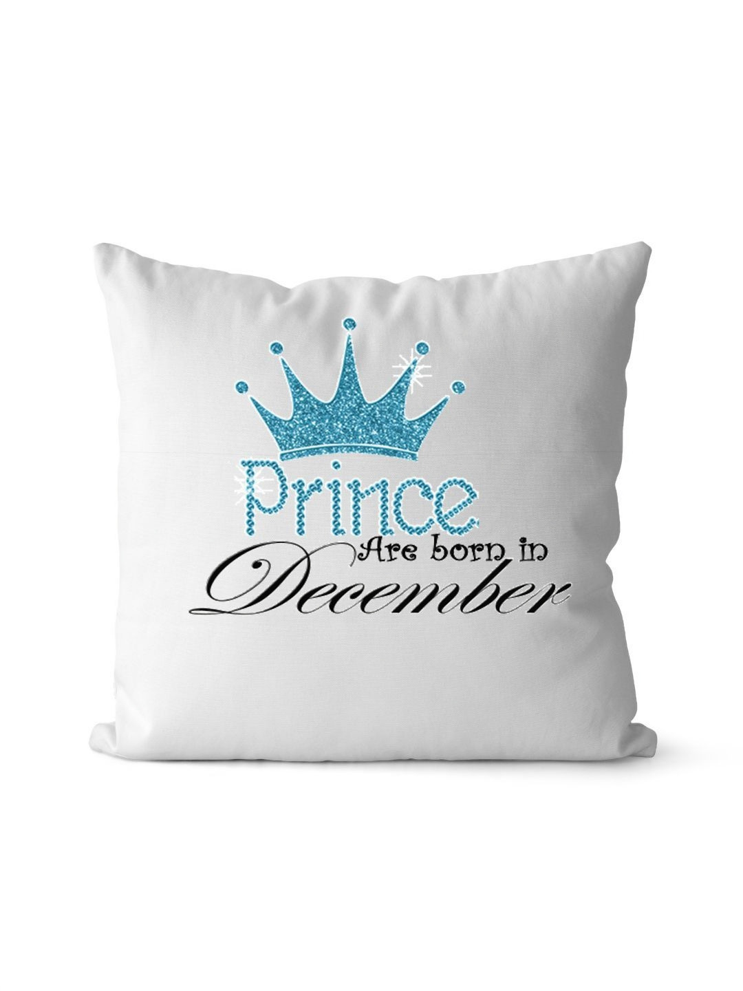 Loops n knots White & Black Prince Crown Printed Square Shaped Cushion With Filler