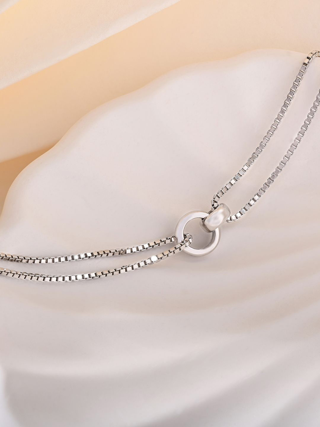 TOUCH925 925 Sterling Silver Double Chain Multistrand Bracelet