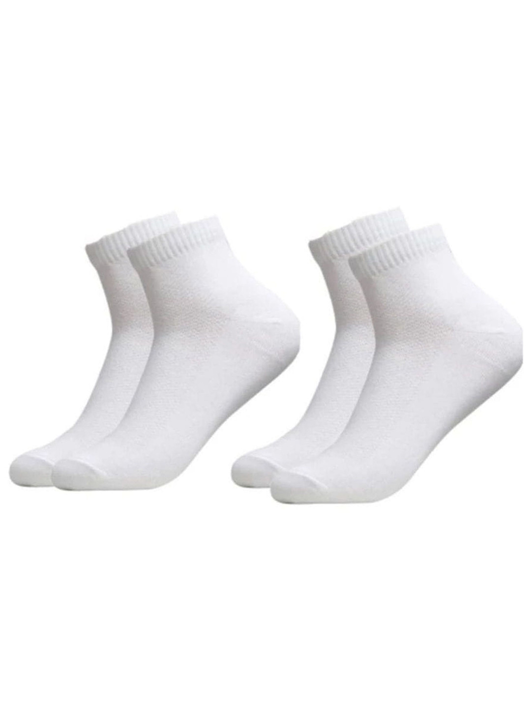 Akeeta Unisex White Pack Of 2 Cotton Solid Ankle-Length Socks