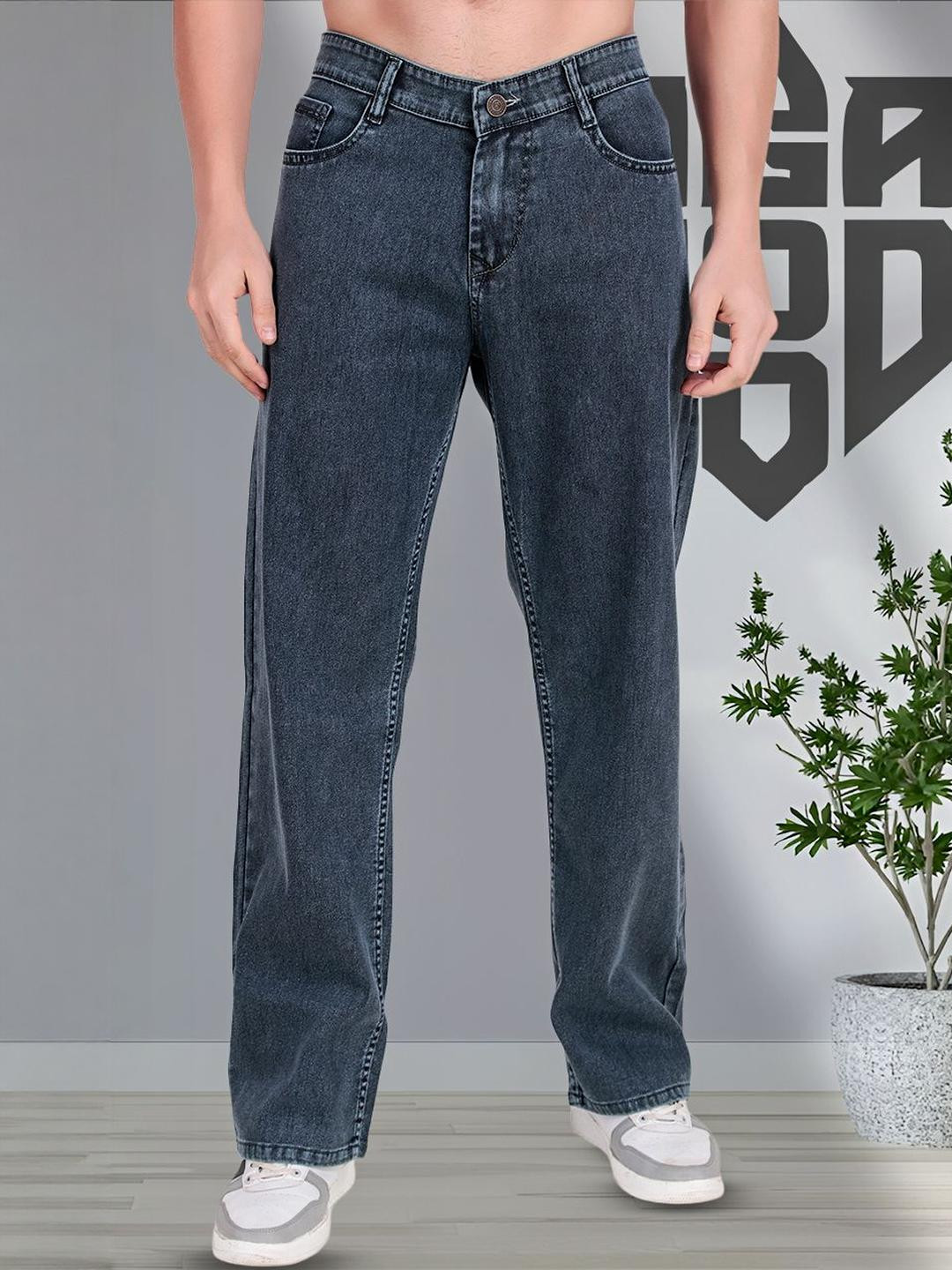 ANGERHOOD Men Baggy Low-Rise Cotton Stretchable Jeans