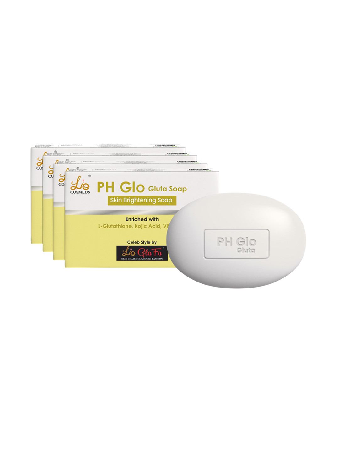 Lio Cosmeds Set Of 4 PH Glo Gluta Soap Enriched With Kojic Acid - 75 g Each