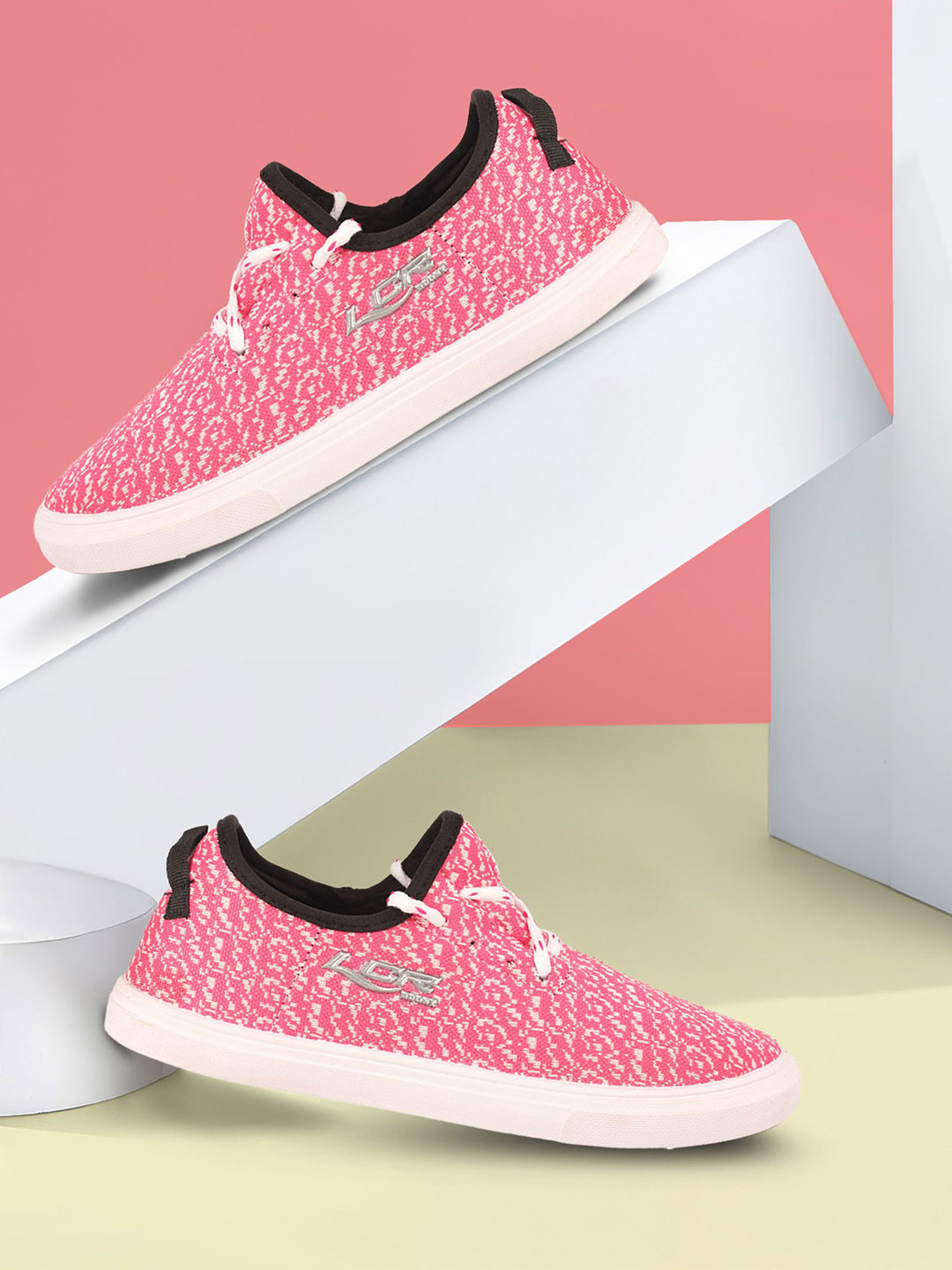 RICHALE Women Abstract Printed Woven Design Slip-On Sneakers