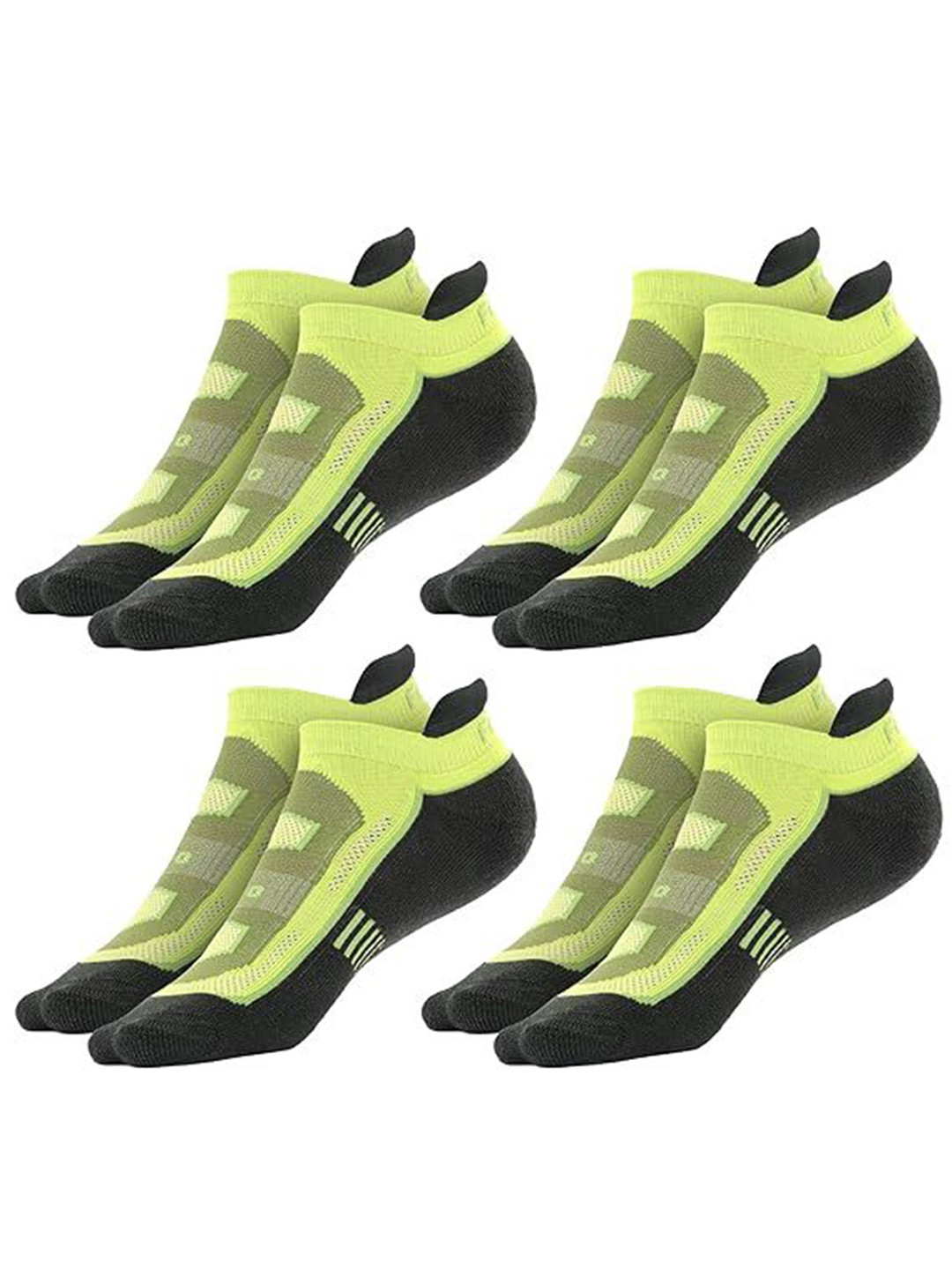 FRIDO Unisex Pack Of 4 Green Colorblocked Cotton Ankle-Length Socks