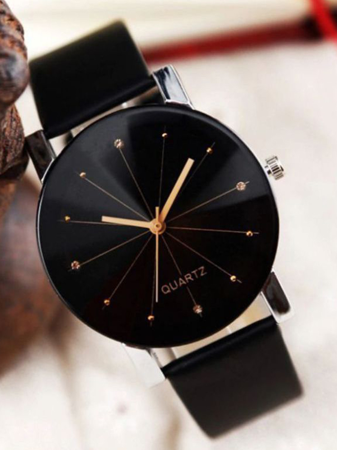 Miss Perfect Unisex Embellished Dial & Leather Straps Analogue Watch QW498