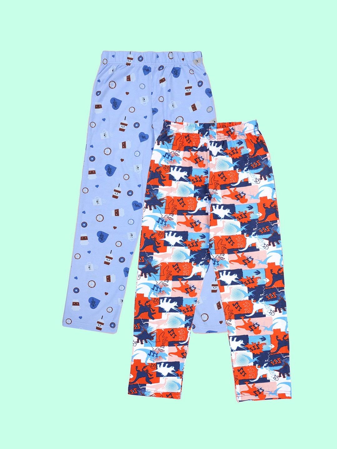 KiddoPanti Boys Pack Of 2 All-Over Printed Cotton Lounge Pants