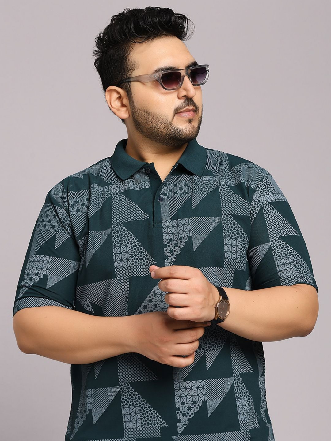 TIMBER HITCH Abstract Printed Polo Collar Regular Fit T-shirt