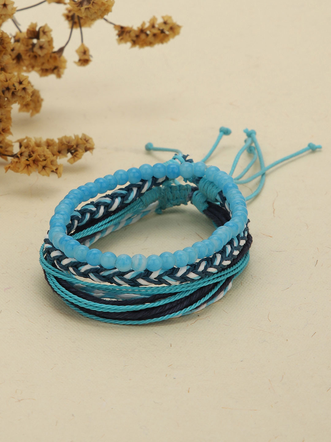 Carlton London Multi Colored Set of 4 Braided Stacking Friendship Bracelet