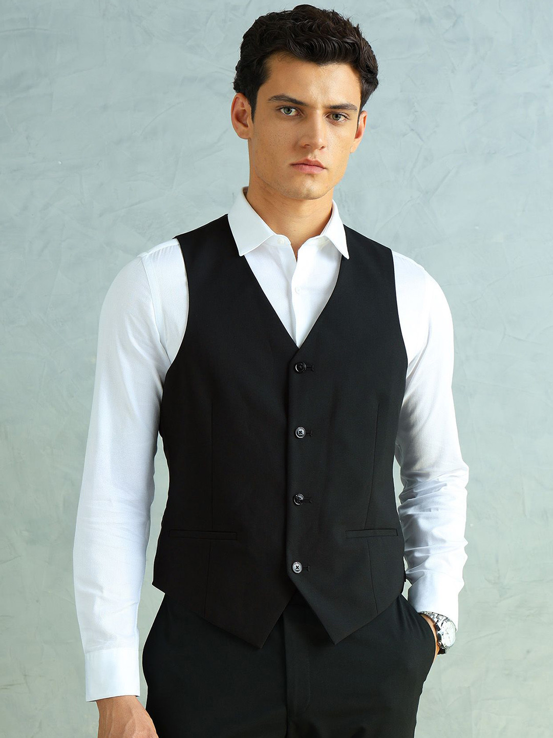Arrow V-Neck Tailored Fit Formal Waistcoat