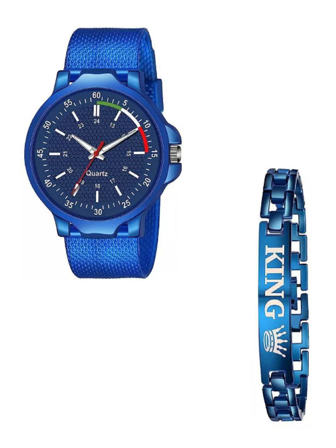 Miss Perfect Men Analogue Watch with King Print Bracelet Set
