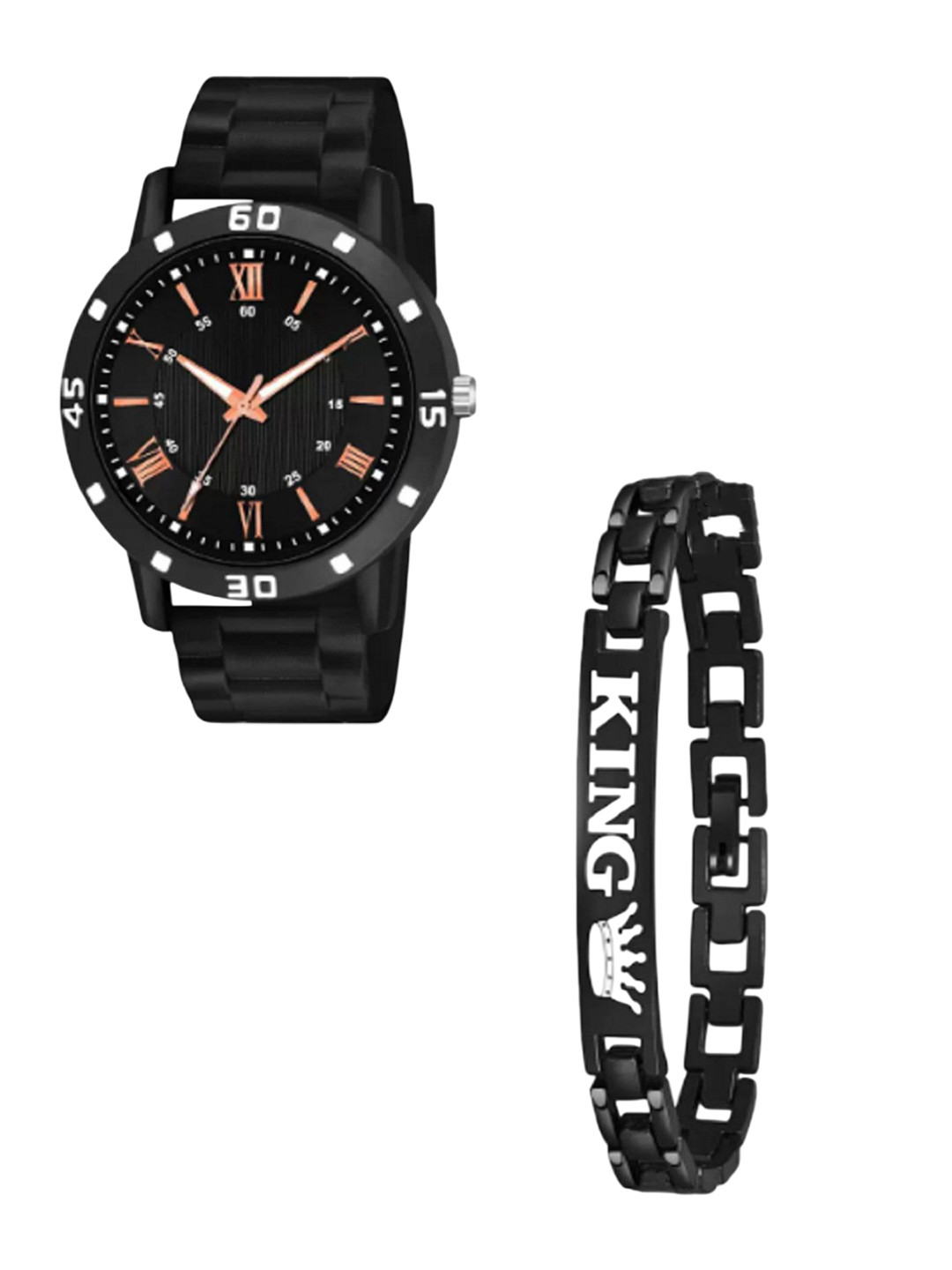 Miss Perfect Unisex Pack of 2 Embellished Dial Analogue Watch & Bracelet AC153