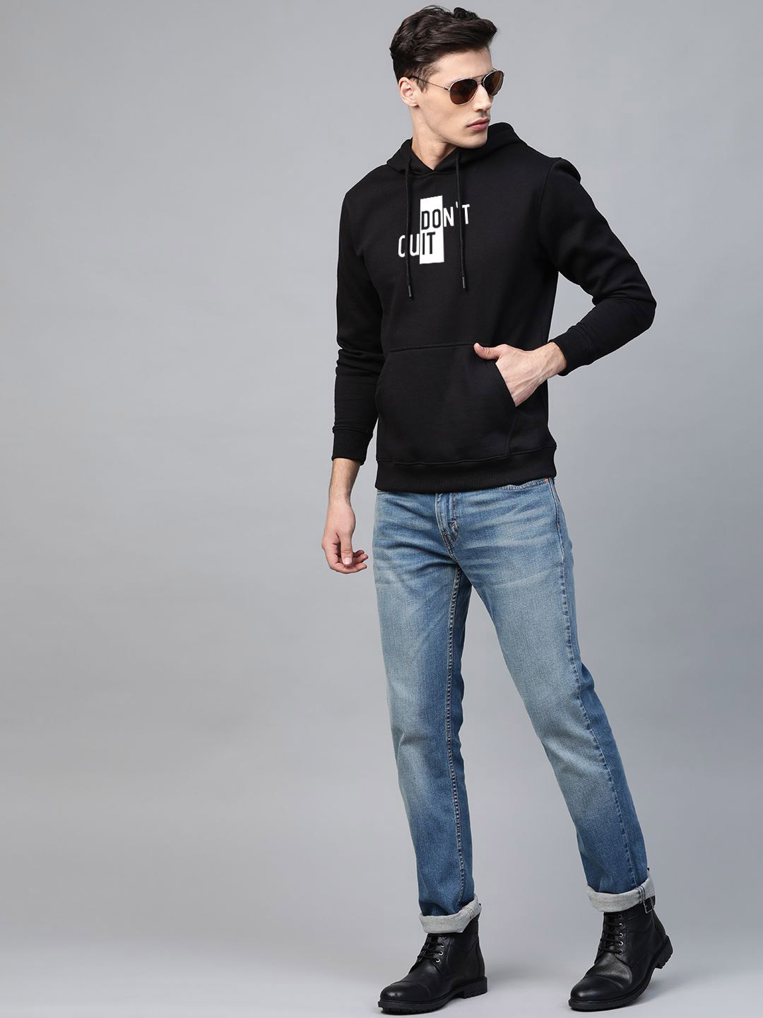 Dogman  Dont Quit Men Printed Hooded Sweatshirt