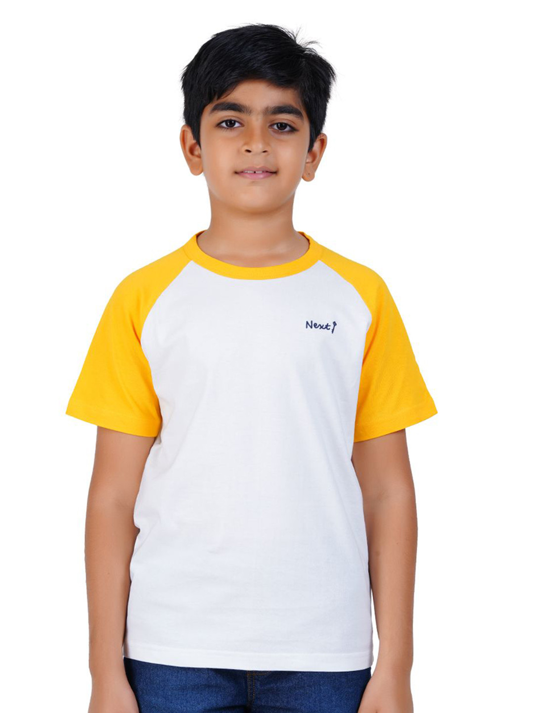 NEXT KEY Boys Colourblocked Round Neck Cotton T-shirt