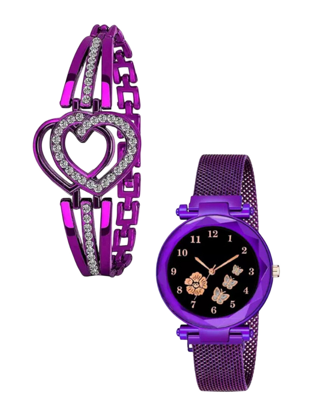 Miss Perfect Unisex Embellished Dial & Bracelet Style Straps Analogue Watch HJ477