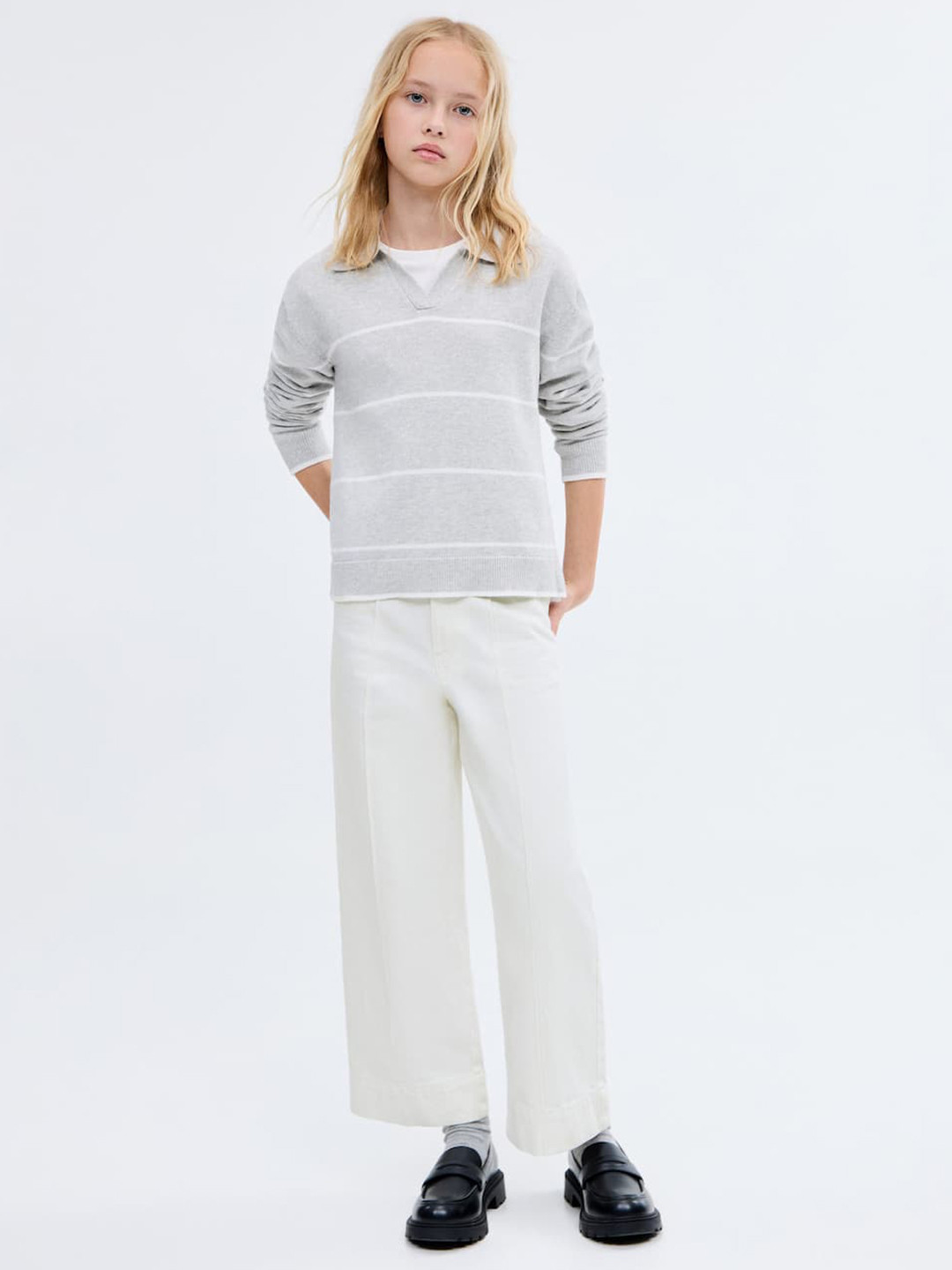 Mango Kids Girls Front Seam Pure Cotton Culotte Jeans