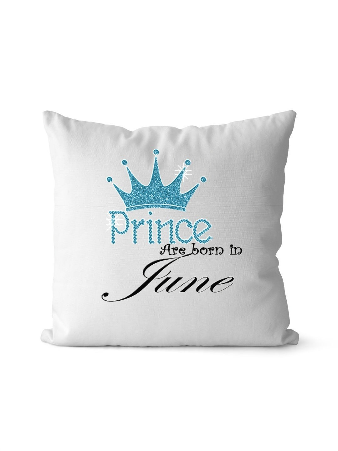Loops n knots White & Black Prince Crown on Top Printed Square Shaped Cushion With Filler