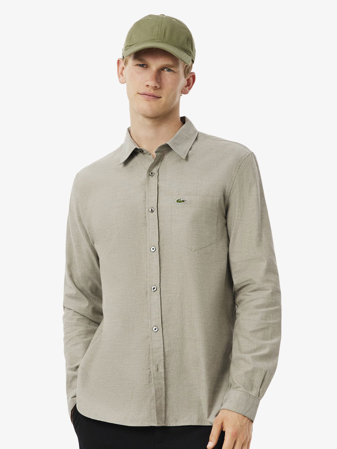 Lacoste Spread Collar Long Sleeves Pure Cotton Shirt