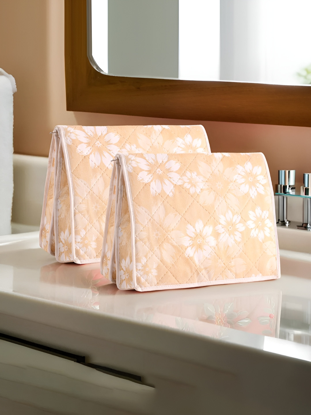 Aura Gold-Toned & White 2 Pieces Printed Two Partition Velcro Organisers