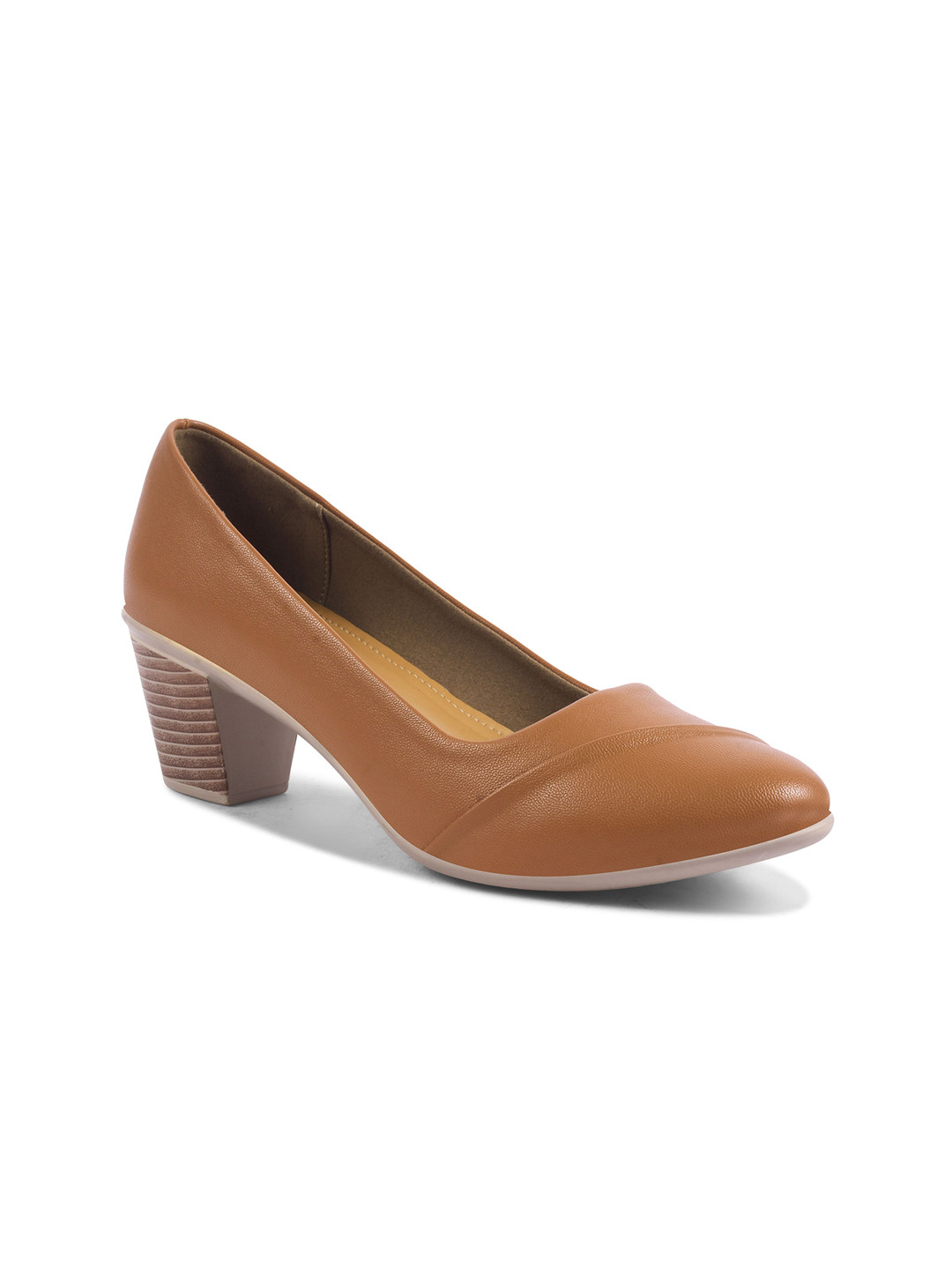 Padchin Round Toe Block Hee Pumps