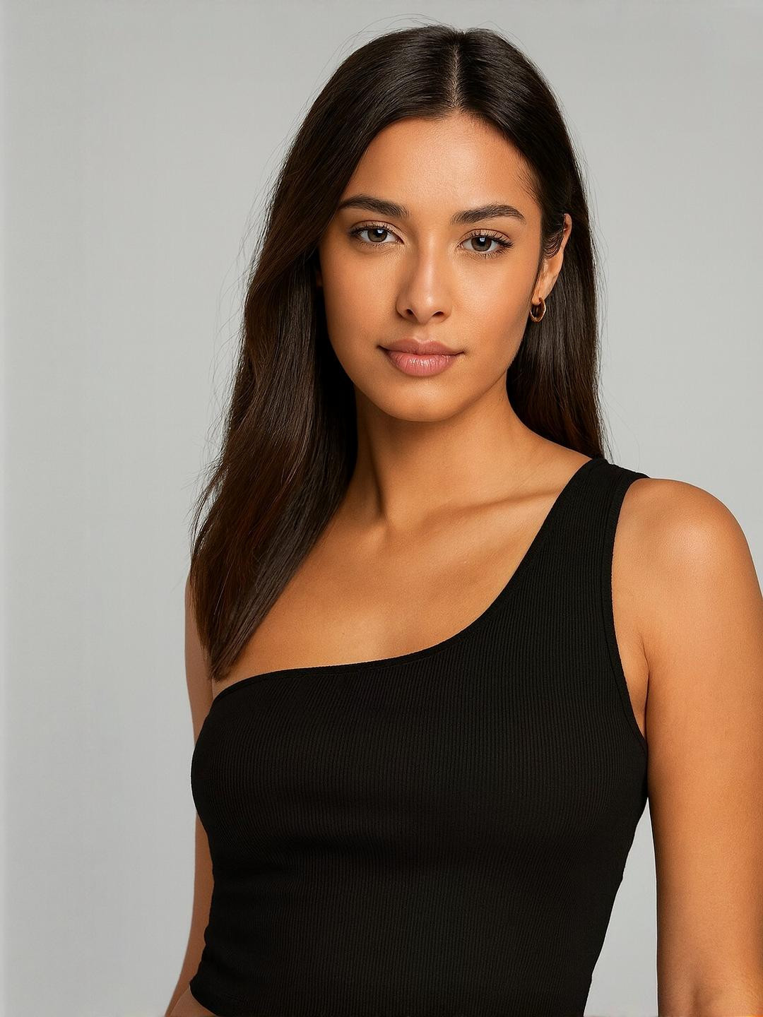 Calm Down Round Neck Ribbed Crop Top