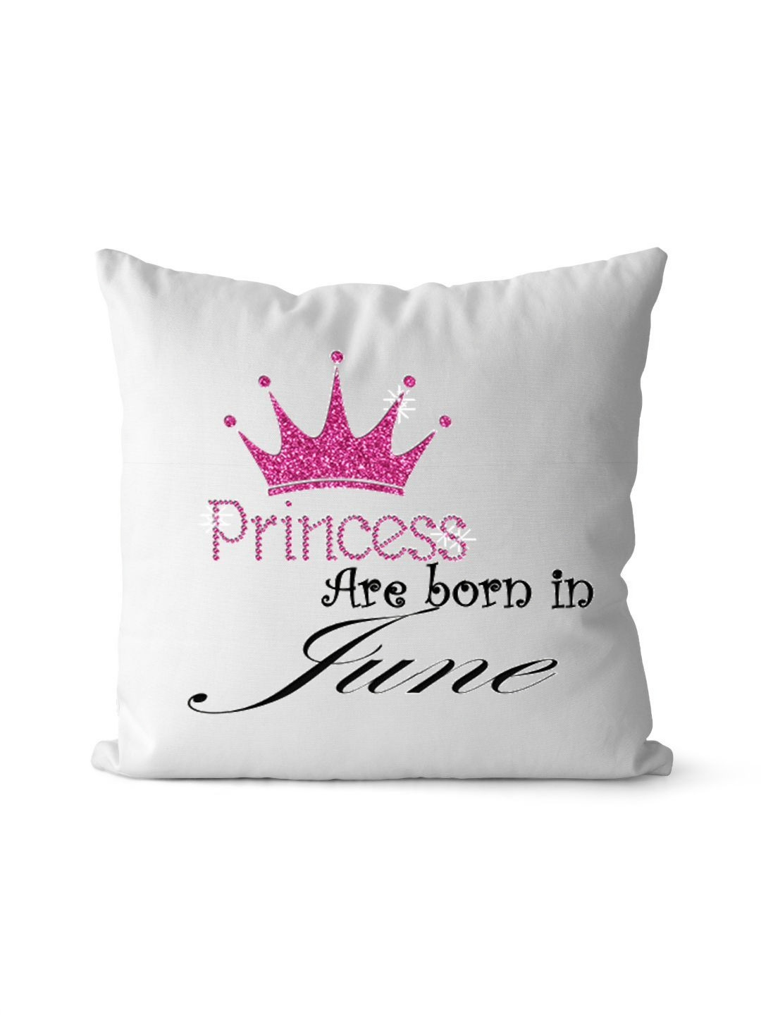 Loops n knots Unisex Princess Crown on Top Printed Square Shaped Pre-Filled Cushions