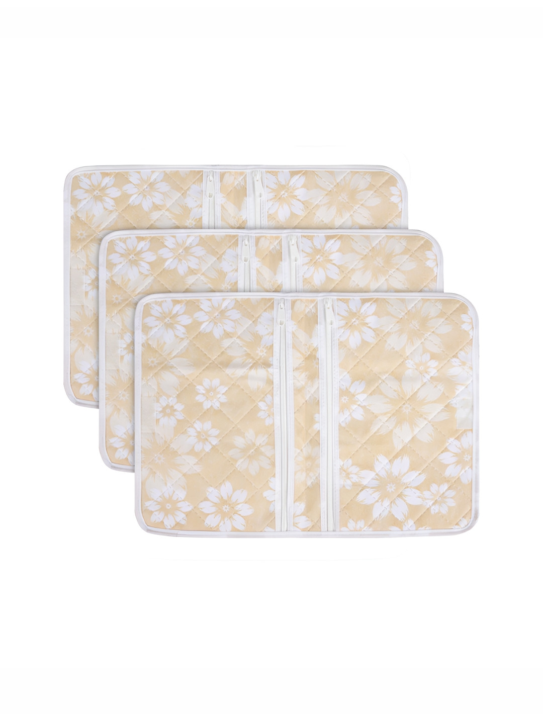 Aura Gold-Toned & White 3 Pieces Printed Two Partition Velcro Organisers