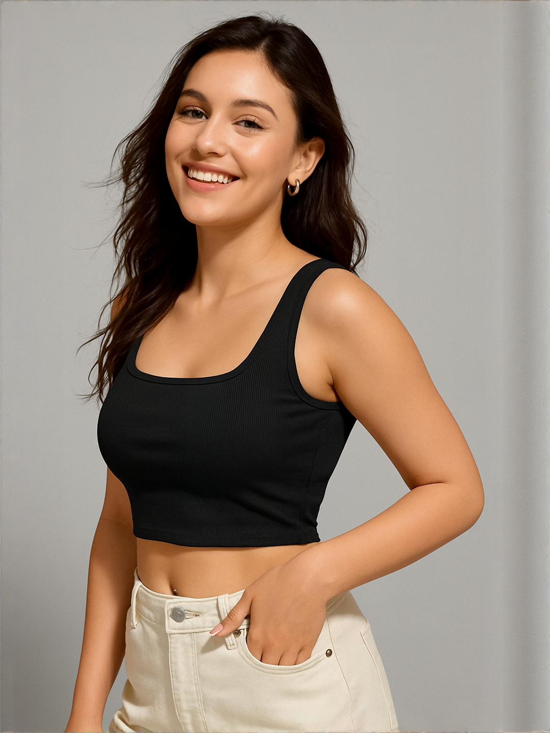 Calm Down Crepe Wrap Crop Top