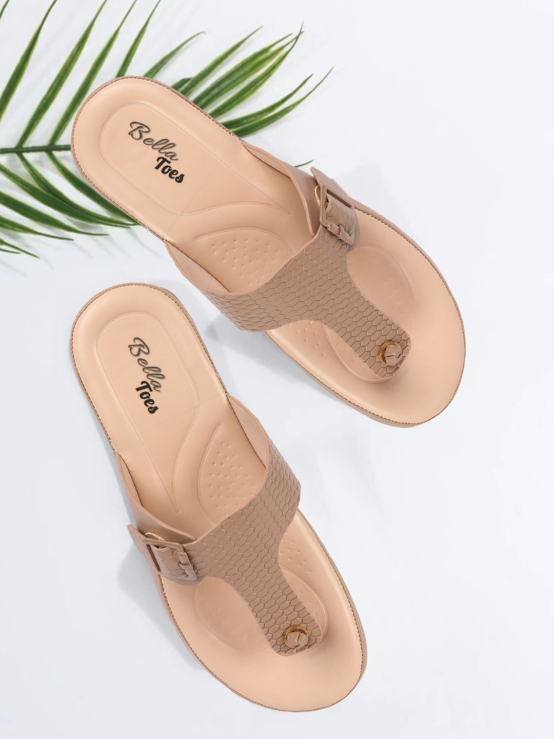 Bella Toes Women Textured Slip-On Open Toe Flats