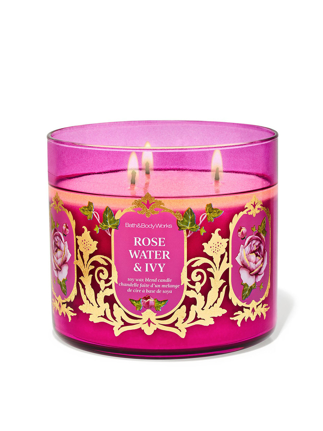 Bath & Body Works Rose Water & Ivy Soy Wax Blend 3-Wick Candle - 411 g