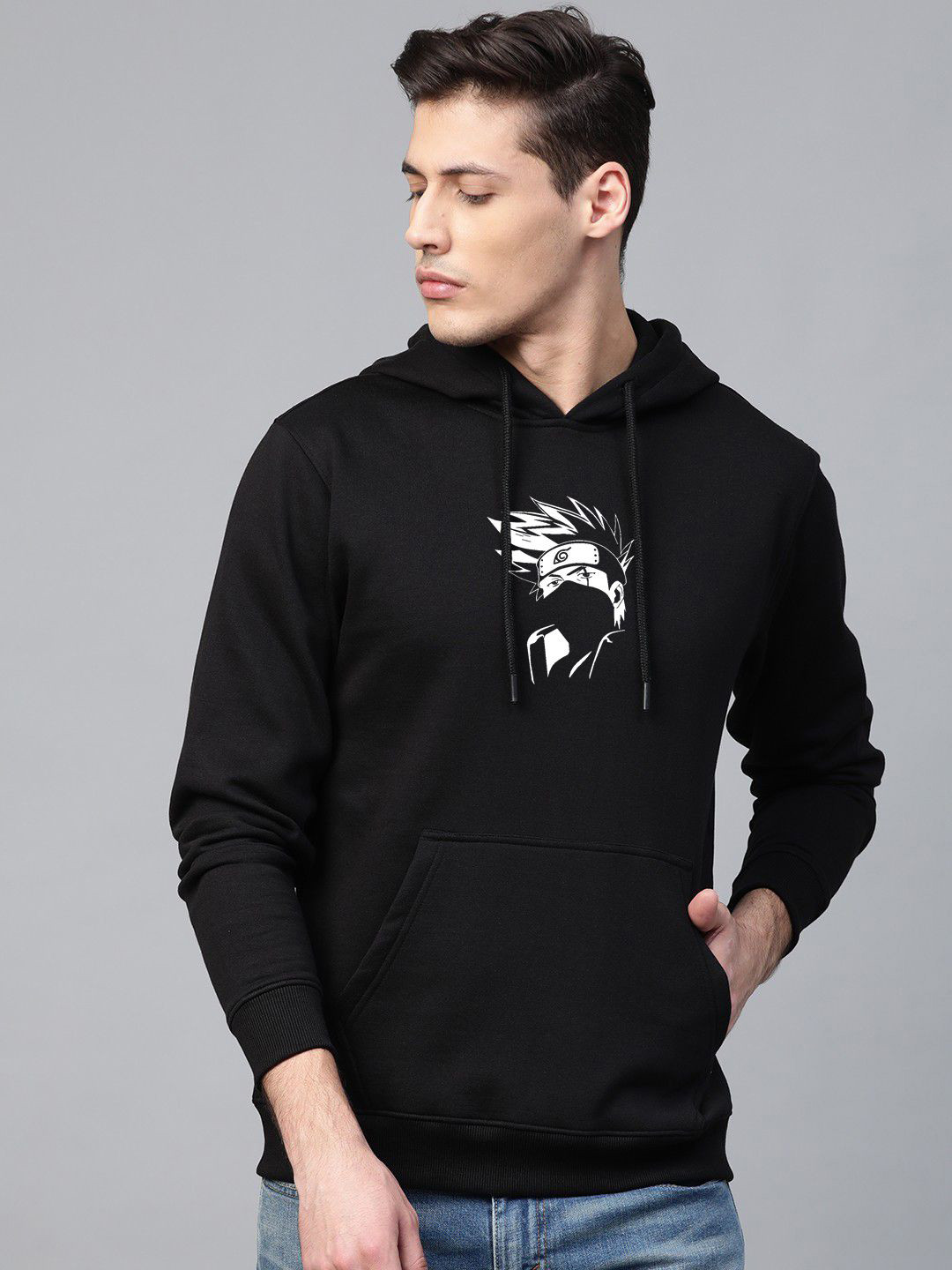 Dogman Men Kakashi Printed Full Sleeve Hoodie Sweatshirt