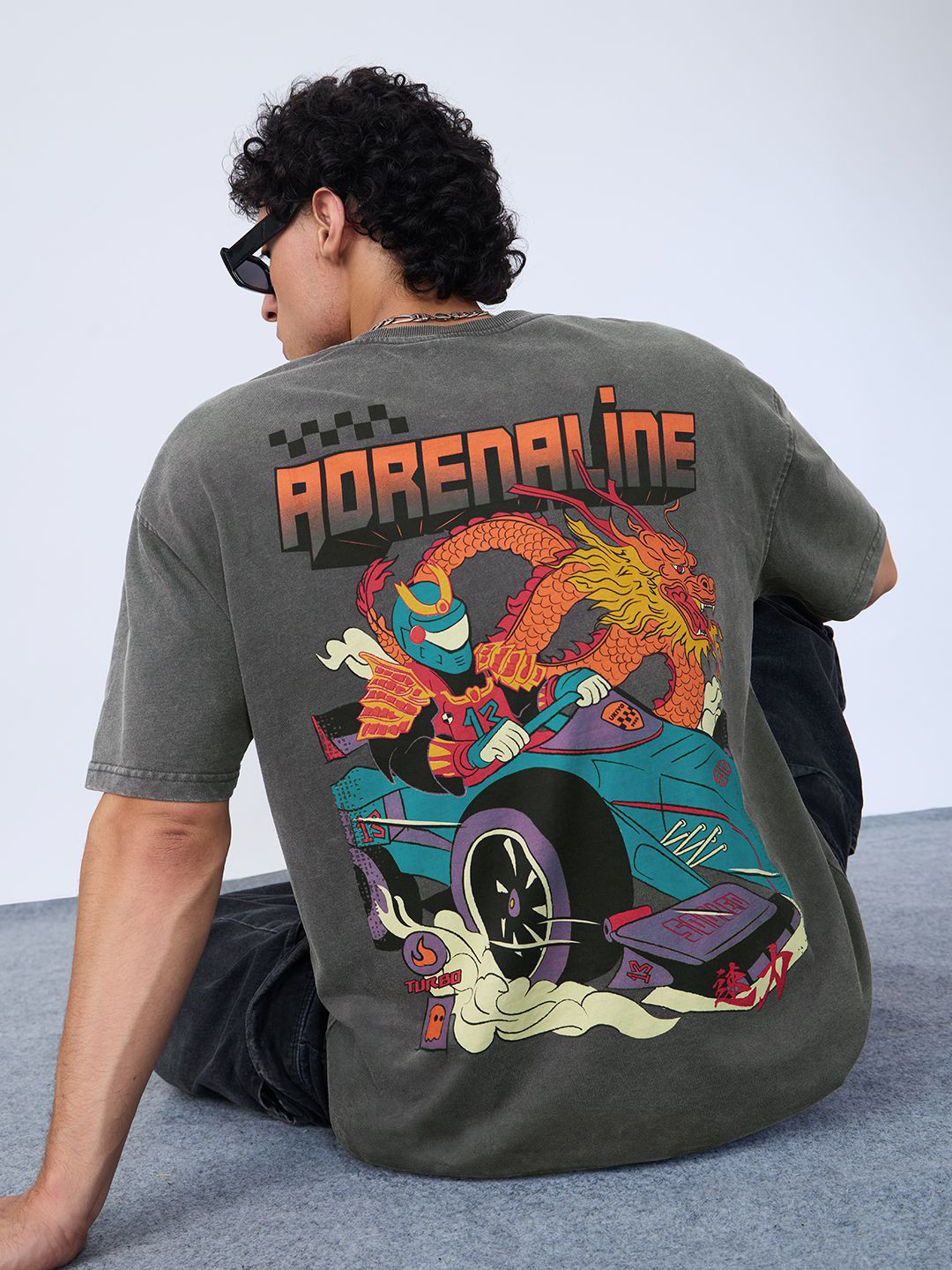 The Souled Store Oversized Adrenaline Graphic Printed Pure Cotton T-Shirt