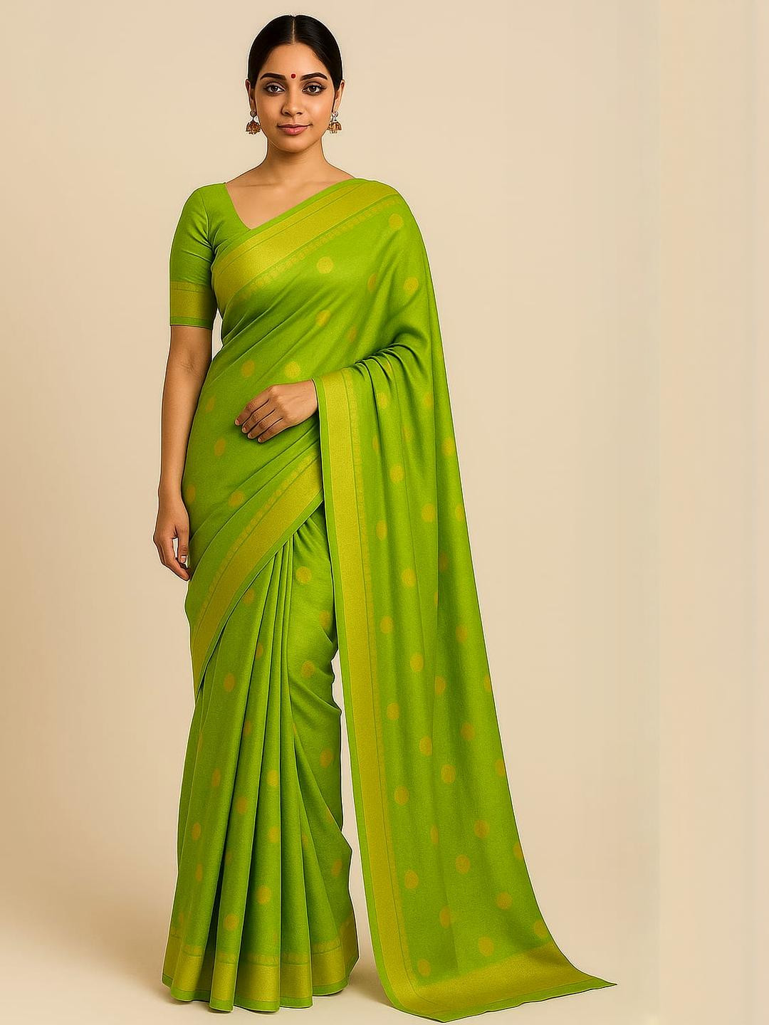 Silakaari Green Silk Cotton Banarasi Sarees