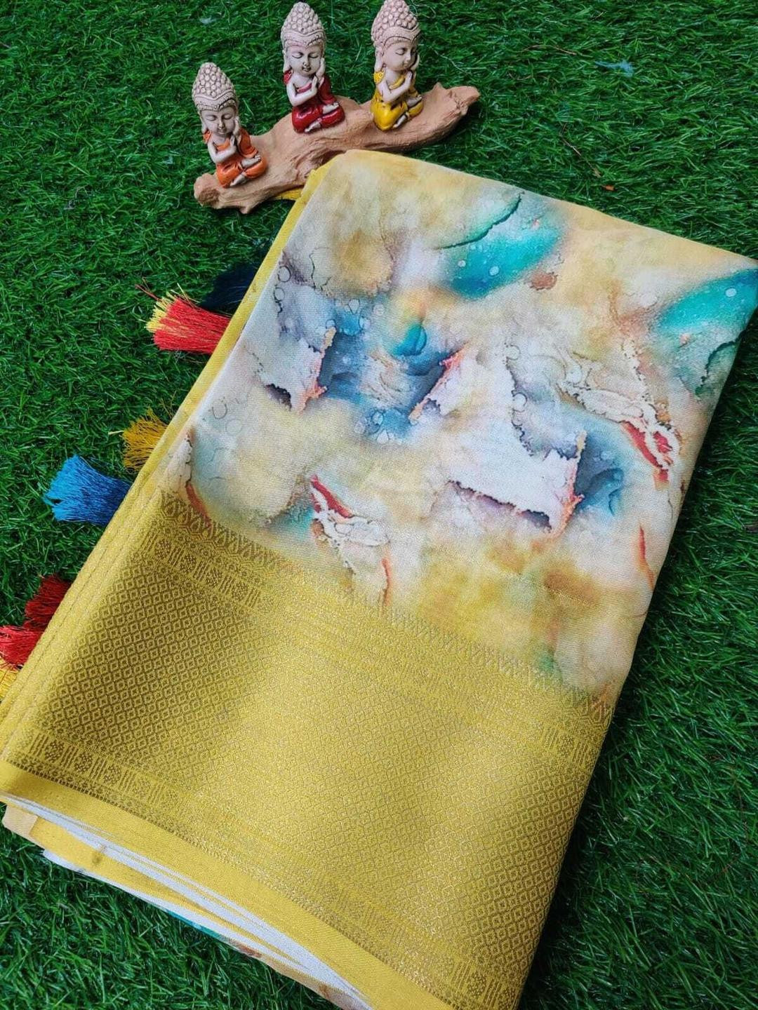 SSHAGUN LIFESTYLE Multicolor Floral Printed Bollywood Cotton Blend Saree